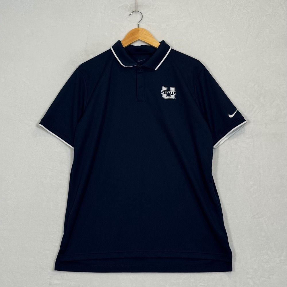 Nike Navy Blue Utah State University Polo Shirt Large
